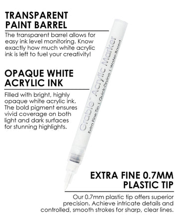 White Extra Fine Tip Acrylic Paint Marker Set Of 6